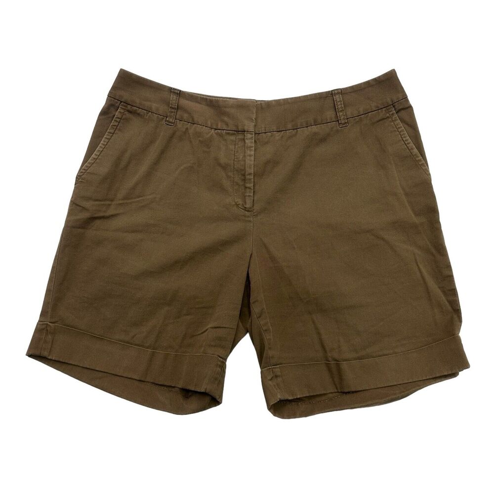 Liz Claiborne Shorts Womens 16 Brown Audra Cuffed High Rise Flat Front Stretch